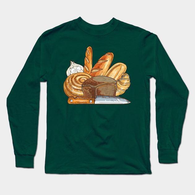 Bread and Garlic Long Sleeve T-Shirt by NewWorldIsHere